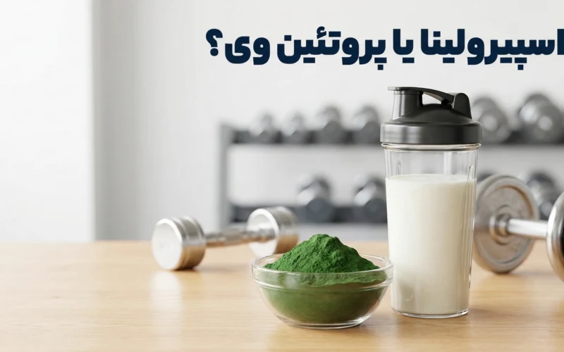 اسپیرولینا یا پروتئین وی؟ مقایسه علمی 7 تفاوت برای بدنسازی و عضلهسازی بهتر